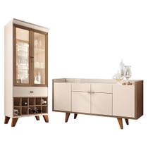 Sala de Jantar com Cristaleira Ópera e Buffet Aparador Melodia - HB Móveis