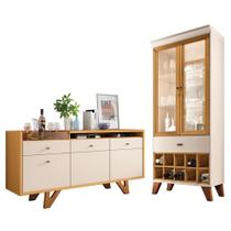 Sala de Jantar com Cristaleira Ópera e Buffet Aparador Sollare - HB Móveis