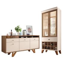 Sala de Jantar com Cristaleira Ópera e Buffet Aparador Sollare - HB Móveis