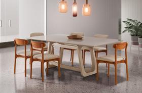 Sala de Jantar com Vidro 6 Cadeiras 1,80x,0,90m - Florença - Espresso Móveis