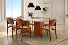 Sala de Jantar com Vidro 6 Cadeiras 1,80x0,90m - Arizona-Turquia - Espresso Móveis