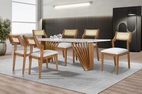 Sala de Jantar com Vidro com 6 Cadeiras 1,80x0,90m - Panama - MG Movelaria