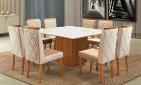 Sala de Jantar Completa 1,40x1,40 com 8 Cadeiras - Alice - Art Salas