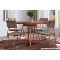Sala de Jantar Completa 1593 c/ Tampo Madeirado 90x90cm e 4 Cadeiras 1742 Cobre/Linho Areia/material sintético Caramelo - Carraro Sala de Jantar Completa 1593 c/ Tampo Madeirado 90x90cm e 4 Cadeiras 1742 Cobre/Linho Areia/material sintético Caramelo - Carraro