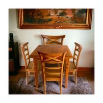 Sala de jantar Completa 4 Lugares Luxo Madeira Maciça de Alta Densidade Premium Rustica Design Elegante Ex...