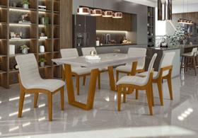Sala de jantar completa 6 lugares de madeira maciça 1,80x0,90m - Barcelona - Star Móveis
