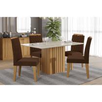 Sala de Jantar Completa Ana Tampo Madeirado c/ Vidro 130x80cm e 4 Cadeiras Paola Cinamomo/Off White - Carvalho/Suede Joli Capuccino - Cimol Sala de Jantar Completa Ana Tampo Madeirado c/ Vidro 130x80cm e 4 Cadeiras Paola Cinamomo/Off White - Carvalho/Suede Joli Capuccino - Cimol