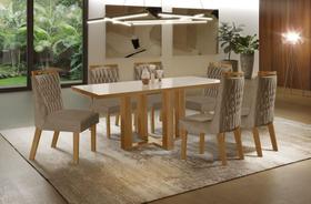 Sala de Jantar Completa com 6 Cadeiras 1,60x0,80m - Lottus Atena - LJ Móveis