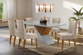 Sala de Jantar Completa com 6 Cadeiras 1,80x0,90m - Dubai - Móveis Rufato