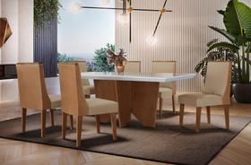 Sala de Jantar Completa com 6 Cadeiras 1,80x0,90m - Nevada - Móveis Rufato