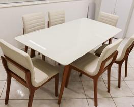 Sala de Jantar Completa com 6 Cadeiras Madeira Maciça 2,20x1,10 metros - Petra - Art Salas