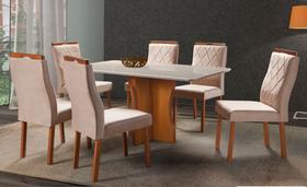 Sala de Jantar Completa com 6 Cadeiras MDF Laminado 1,60x0,90m - Bella - Art Salas