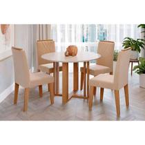Sala de Jantar Completa Flora c/ Tampo Madeirado c/ Vidro 109cm e 4 Cadeiras Nicole Cinamomo/Off White - Savana/Nature-Suede Nude - Cimol Sala de Jantar Completa Flora c/ Tampo Madeirado c/ Vidro 109cm e 4 Cadeiras Nicole Cinamomo/Off White - Savana/Nature-Suede Nude - Cimol