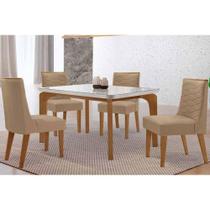 Sala de Jantar Completa Londrina c/ Tampo Madeirado c/ Vidro Canto Curvo 120x80cm 4 Cadeiras Maldivas Naturale/Off White - Corano Capuccino - Rufato Sala de Jantar Completa Londrina c/ Tampo Madeirado c/ Vidro Canto Curvo 120x80cm 4 Cadeiras Maldivas Naturale/Off White - Corano Capuccino - Rufato