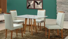 Sala de Jantar Completa Madeira Maciça com 4 Cadeiras 0,90x0,90 metros - Milão - Art Salas