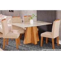 Sala de Jantar Completa Patricia c/ Tampo Madeirado c/ Vidro Canto Reto 130x80cm e 4 Cadeiras Paola Nature-Madeirado/Suede Nude - Cimol Sala de Jantar Completa Patricia c/ Tampo Madeirado c/ Vidro Canto Reto 130x80cm e 4 Cadeiras Paola Nature-Madeirado/Suede Nude - Cimol