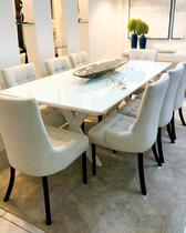 Sala de Jantar Completa Retangular 8 cadeiras 2,20x1,10m - Diamond - Requinte Salas - Moveis bom de preço