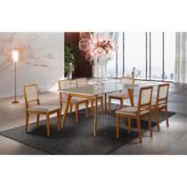 Sala de Jantar de 6 Lugares Slim Pequim com Mesa e Cadeiras Madeira Maciça Móveis Mundial Sala de Jantar de 6 Lugares Slim Pequim com Mesa e Cadeiras Madeira Maciça Móveis Mundial