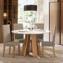 Sala de Jantar Estilo Red Vidro com 4 Cadeiras Laura Bege/Mel/Caramelo/Off White Sala de Jantar Estilo Red Vidro com 4 Cadeiras Laura Bege/Mel/Caramelo/Off White