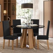 Sala de Jantar Estilo Red Vidro com 4 Cadeiras Nice Preto/Mel Sala de Jantar Estilo Red Vidro com 4 Cadeiras Nice Preto/Mel