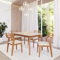 Sala de Jantar Ficus 130cm com 4 Cadeiras Damasco Sala de Jantar Ficus 130cm com 4 Cadeiras Damasco