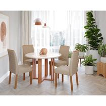 Sala de Jantar Flora Redonda com Vidro com 4 Cadeiras Clarice Wood