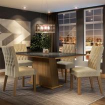 Sala de Jantar Grazi Mesa Tampo de Vidro 4 Cadeiras Madesa Sala de Jantar Grazi Mesa Tampo de Vidro 4 Cadeiras Madesa