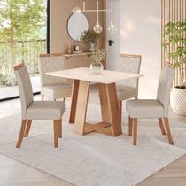 Sala de Jantar Hebe Mesa 120 Cm Canto Reto 4 Cadeiras Espresso Móveis