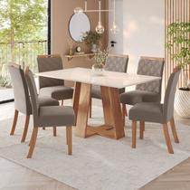 Sala de Jantar Hebe Mesa 160 Cm Canto Reto 6 Cadeiras Espresso Móveis