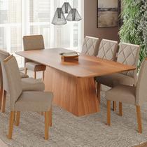 Sala de Jantar Helena 210cm sem Vidro com 8 Cadeiras Fernanda