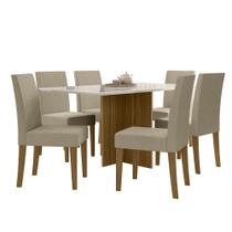 Sala de Jantar Helo 160 Tampo Chanf C/V 6L Cadeiras Josi Poliman Móveis
