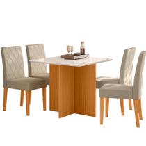 Sala de Jantar Helo 90x90 Com Vidro 4L Cadeiras Jade Poliman Móveis