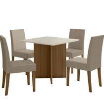 Sala de Jantar Helo 90x90 Com Vidro 4L Cadeiras Josi Poliman Móveis