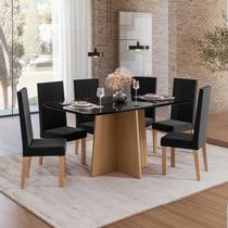Sala de Jantar Isa 160cm Vidro 6 Cadeiras Laura