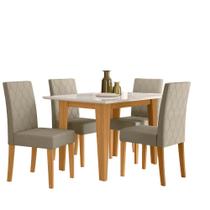 Sala de Jantar Kate 120x90 Tampo com Vidro 4 Cadeiras Jade Poliman Móveis