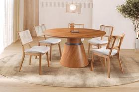 Sala de Jantar Laminada Redonda 5 Cadeiras 1,35m - Zara - Requinte Salas