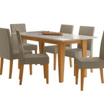 Sala de Jantar Liz 160x90 Com Vidro 6L Cadeiras Jade Poliman Móveis Sala de Jantar Liz 160x90 Com Vidro 6L Cadeiras Jade Poliman Móveis