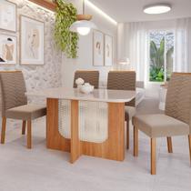 Sala de Jantar Louise 1,30 com 4 Cadeiras Clarice
