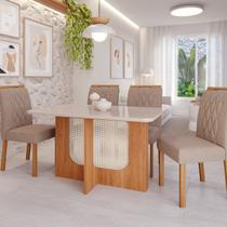 Sala de Jantar Louise 1,30 com 4 Cadeiras Juliana Marrom/Cinamomo/Offwhite/Bege Sala de Jantar Louise 1,30 com 4 Cadeiras Juliana Marrom/Cinamomo/Offwhite/Bege
