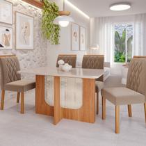 Sala de Jantar Louise 1,30 com 4 Cadeiras Juliana Marrom/Cinamomo/Offwhite/Joli Sala de Jantar Louise 1,30 com 4 Cadeiras Juliana Marrom/Cinamomo/Offwhite/Joli