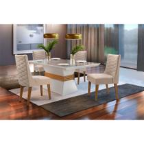 Sala De Jantar Lucy 120 Tampo MDF Vidro Com 4 Cadeiras Safira Rufato Sala De Jantar Lucy 120 Tampo MDF Vidro Com 4 Cadeiras Safira Rufato