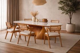 Sala de Jantar Maciça 6 cadeiras 1,60x80 Opala- Sala nobre