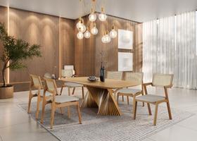 Sala de Jantar Madeira Maciça 6 Cadeiras - Elegance Harmonia