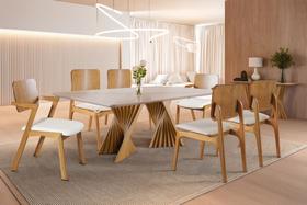 Sala de Jantar Madeira Maciça 6 Cadeiras - Lótus - Harmonia