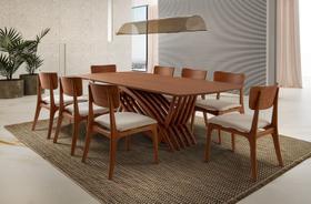 Sala de Jantar Madeira Maciça 8 Cadeiras 2,20x1,10m - Aurora - Espresso Móveis Sala de Jantar Madeira Maciça 8 Cadeiras 2,20x1,10m - Aurora - Espresso Móveis