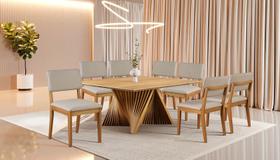 Sala de Jantar Madeira Maciça 8Cad 1,6x1,6m Azaleia Harmonia