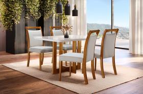 Sala de Jantar Madeira Maciça com 4 Cadeiras 1,20x0,80m - Talia - Espresso Móveis