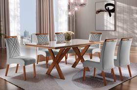 Sala de Jantar Madeira Maciça com 6 cadeiras 1,80x1,0m - Jade - Requinte Salas Sala de Jantar Madeira Maciça com 6 cadeiras 1,80x1,0m - Jade - Requinte Salas