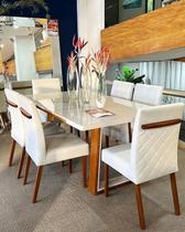Sala de Jantar Madeira Maciça com 6 cadeiras 1,80x1,0m - Real/Luxury - Requinte Salas