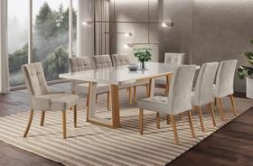 Sala de Jantar Madeira Maciça com 8 cadeiras 2,20x1,10m - Real - Requinte Salas